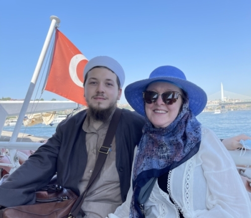 Christina Fairley Erickson and son on the Bosphorus, Istanbul